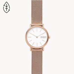 Skagen Signature Lille Slim Rose Gold-Tone Steel Mesh Watch - never worn